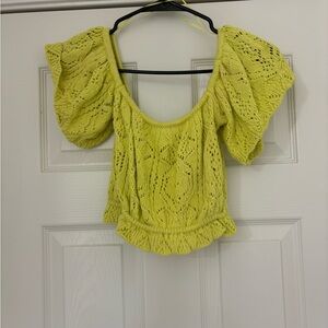 Crochet Ruffle off the shoulder crop top